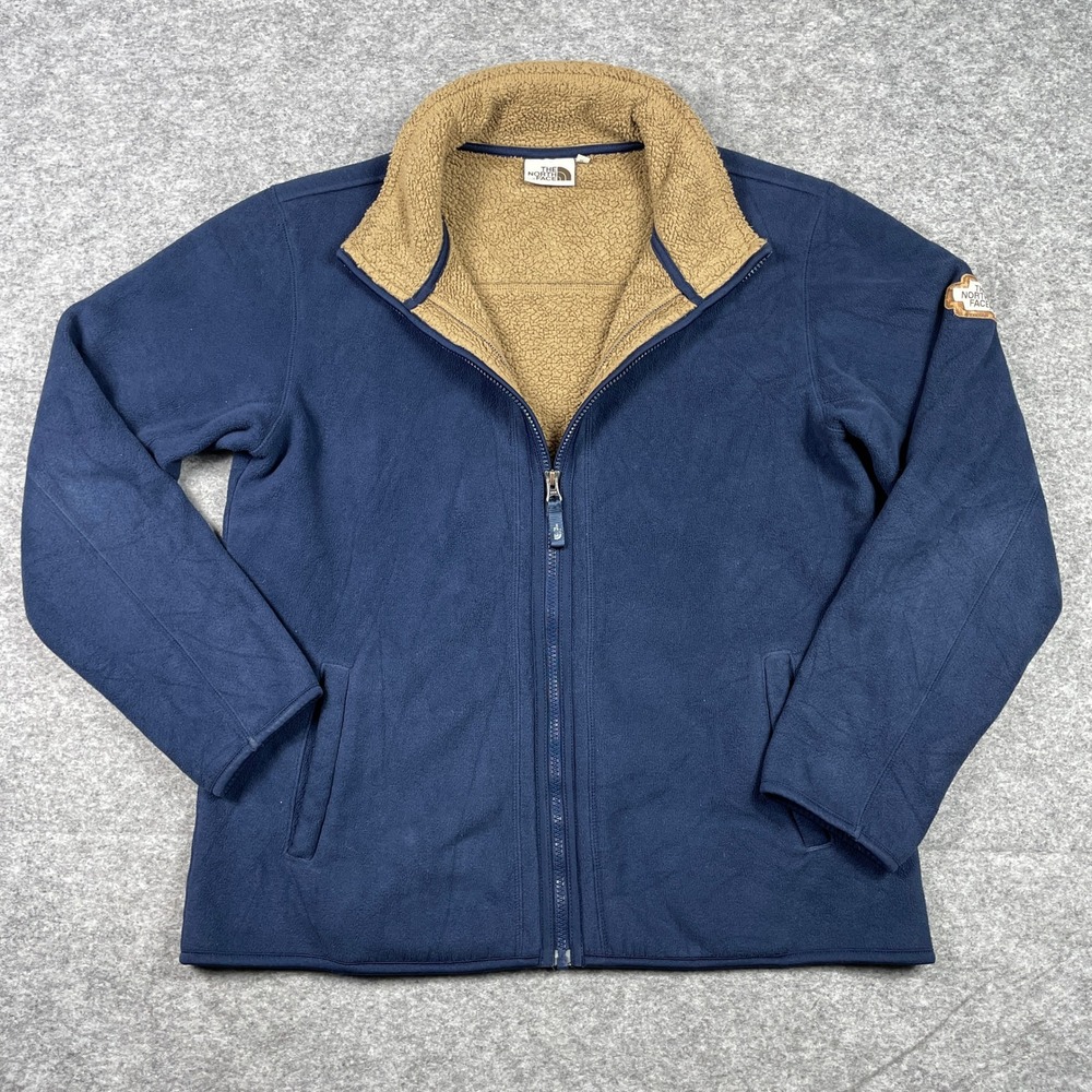 The North Face Fleece Jacket Mens XL Blue Sherpa Lined Collar Full Zip Outdoor